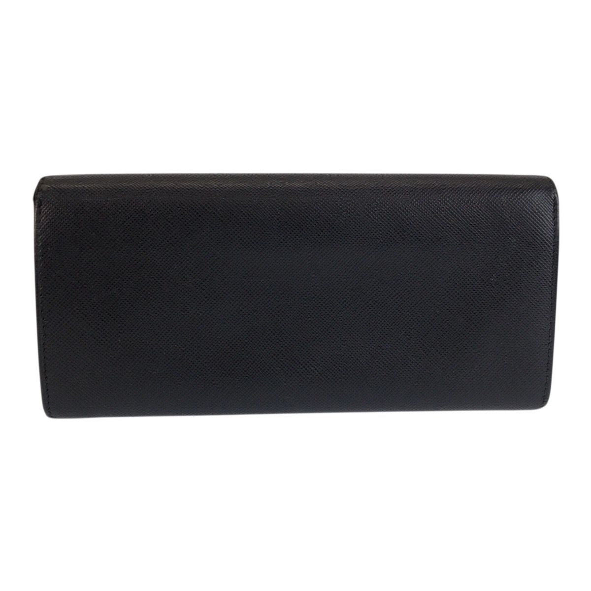 Prada Saffiano Black Silver Leather Wallet