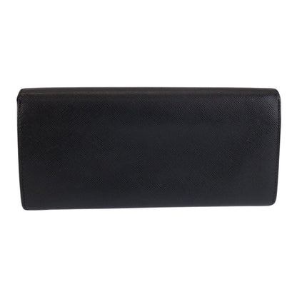 Prada Saffiano Black Silver Leather Wallet