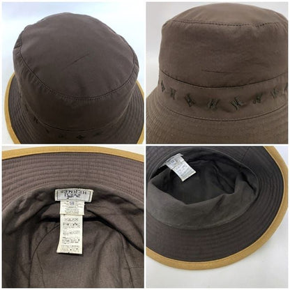 Hermes Bucket Hat Brown Beige Cleaned Hat Cotton