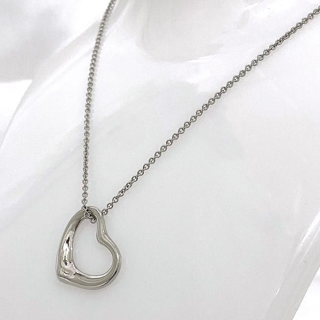 Tiffany & Co Open Heart Necklace Silver Elsa Peretti