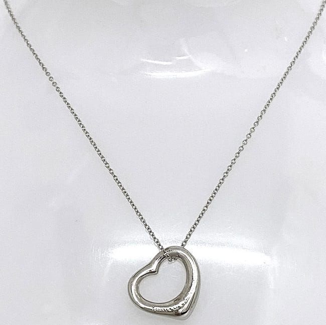Tiffany & Co Open Heart Necklace Silver Elsa Peretti