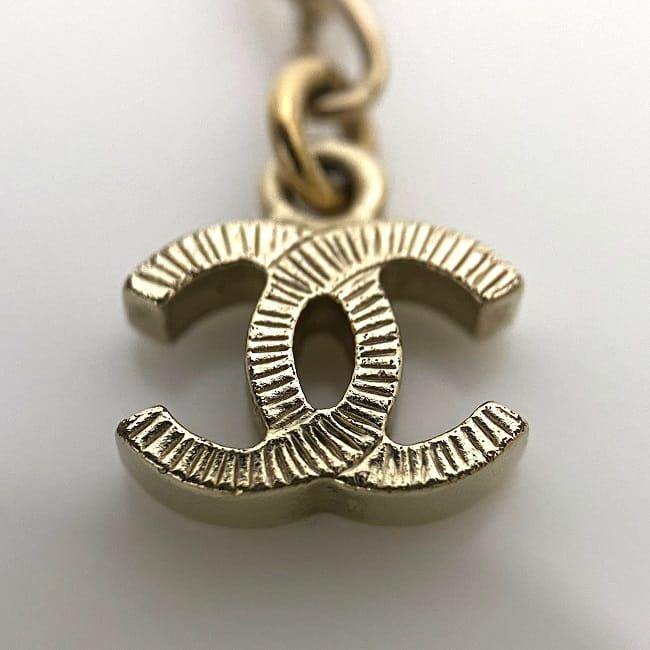 Chanel Necklace Gold CC Logo Faux Pearl