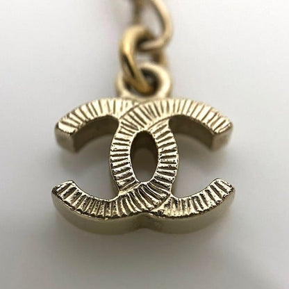Chanel Necklace Gold CC Logo Faux Pearl
