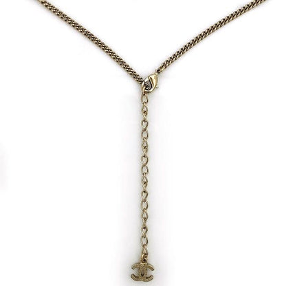 Chanel Necklace Gold CC Logo Faux Pearl