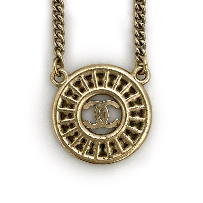Chanel Necklace Gold CC Logo Faux Pearl