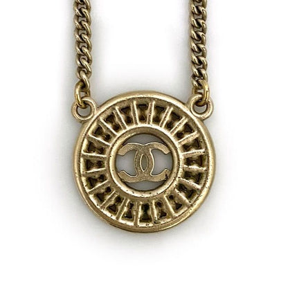 Chanel Necklace Gold CC Logo Faux Pearl