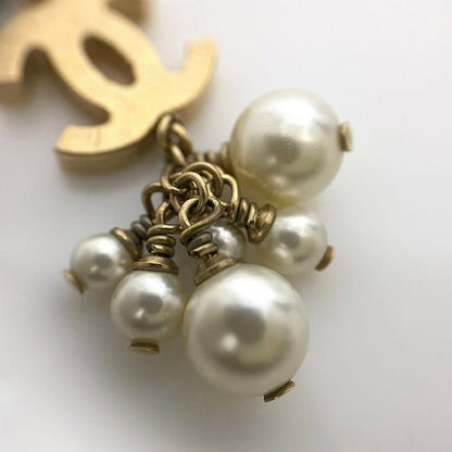 Chanel Necklace Gold White CC Logo Pearl