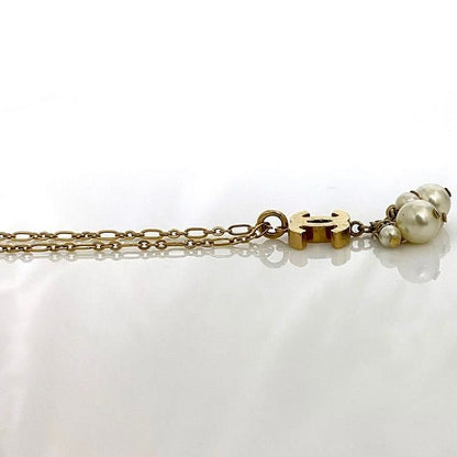 Chanel Necklace Gold White CC Logo Pearl
