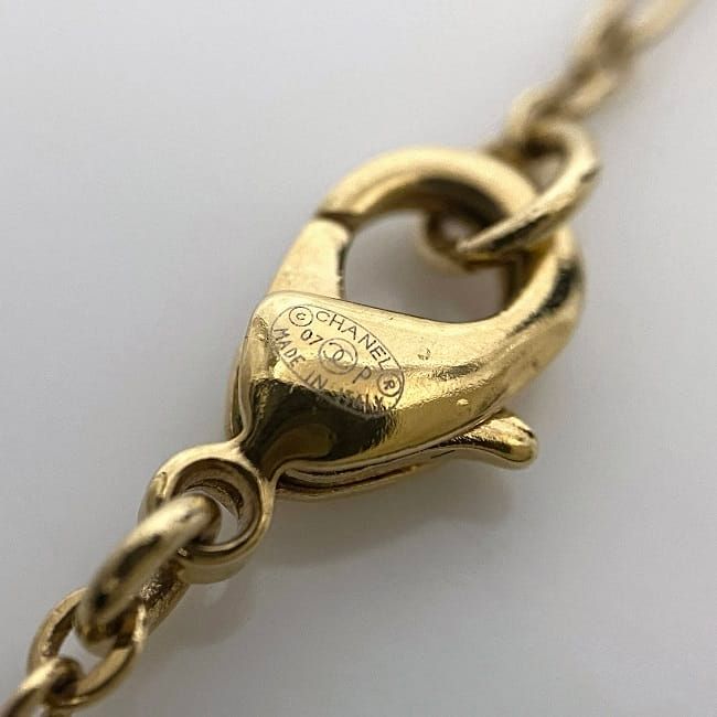 Chanel Necklace Gold White CC Logo Pearl