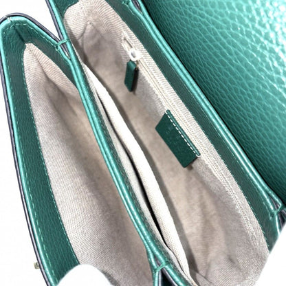 Gucci Shoulder Bag Interlocking Chain Crossbody Leather Green Gold — view 4