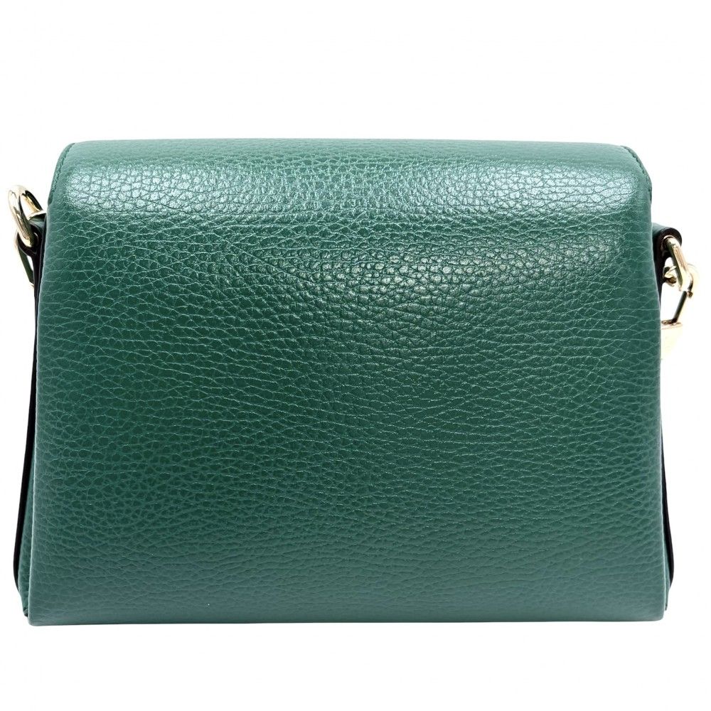 Gucci Shoulder Bag Interlocking Chain Crossbody Leather Green Gold — view 2