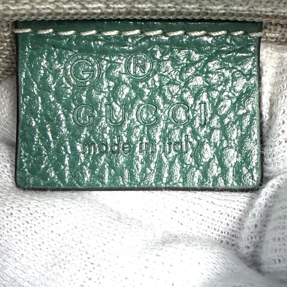 Gucci Shoulder Bag Interlocking Chain Crossbody Leather Green Gold — view 5