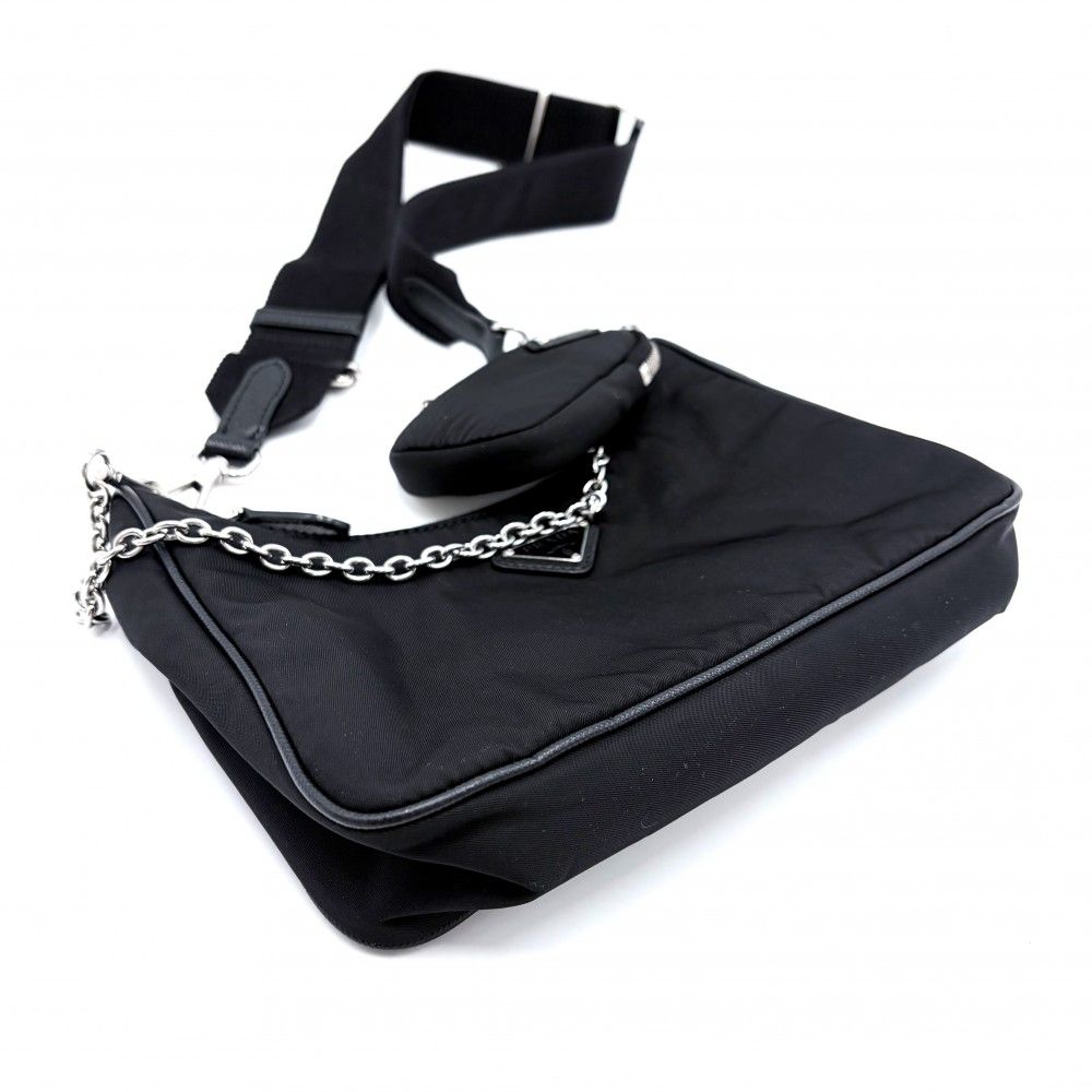 Prada 2-Way Re-Nylon Shoulder Bag with Crossbody Pouch Triangle Logo Nylon — view 3