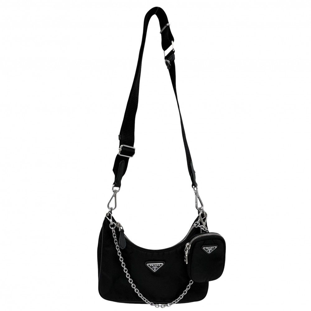 Prada 2-Way Re-Nylon Shoulder Bag with Crossbody Pouch Triangle Logo Nylon