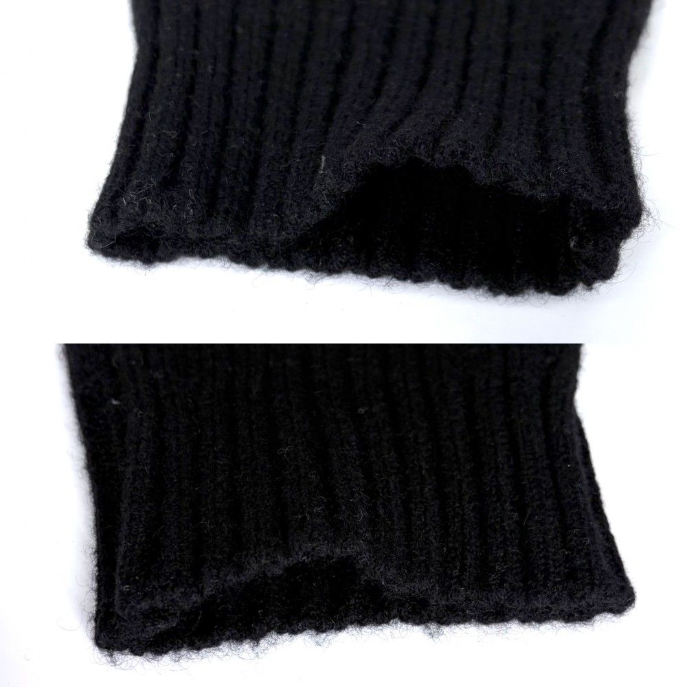 Hermes Knit Zip Up High Neck Sweater Long Sleeve Top L Black Silver Cashmere — view 3
