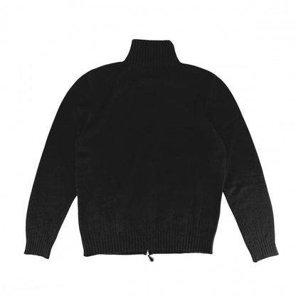 Hermes Knit Zip Up High Neck Sweater Long Sleeve Top L Black Silver Cashmere — view 2
