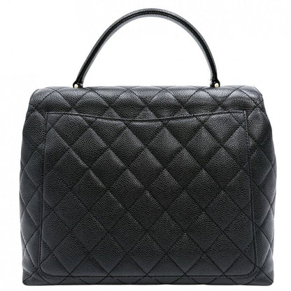 Chanel Handbag Quilted CC Logo Turnlock Top Handle Caviar Leather Black Gold — view 2