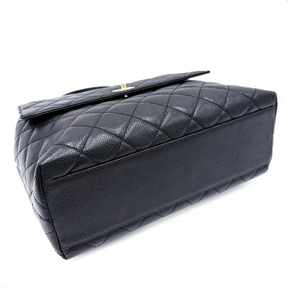 Chanel Handbag Quilted CC Logo Turnlock Top Handle Caviar Leather Black Gold — view 3