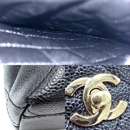 Chanel Handbag Quilted CC Logo Turnlock Top Handle Caviar Leather Black Gold — view 6