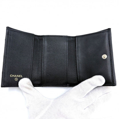 Chanel Trifold Wallet Quilted CC Logo Mini Compact Snap Button Lambskin Line — view 4