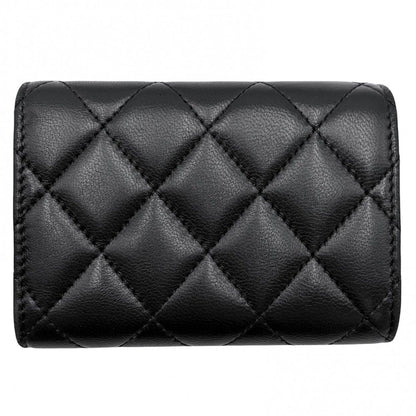 Chanel Trifold Wallet Quilted CC Logo Mini Compact Snap Button Lambskin Line — view 2