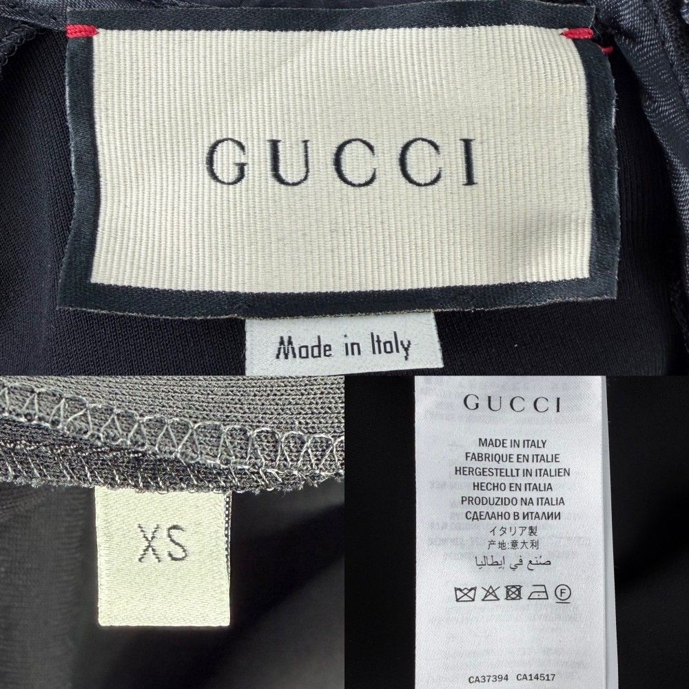 Gucci Dress Frill Ribbon Long Sleeve Sherry Line XS Black Rayon Nylon Polyuretha — view 4