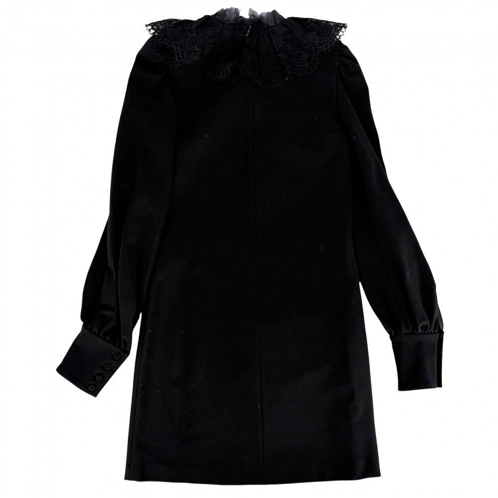 Gucci Dress Frill Ribbon Long Sleeve Sherry Line XS Black Rayon Nylon Polyuretha — view 2