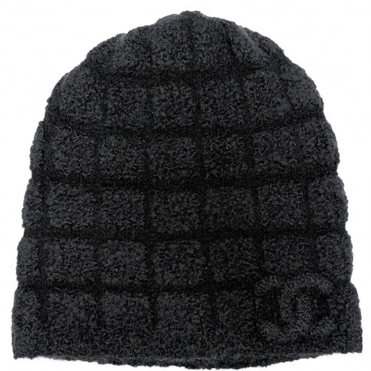 Chanel Knit Cap CC Logo Beanie Cap Hat Cashmere Silk Polyamide Black