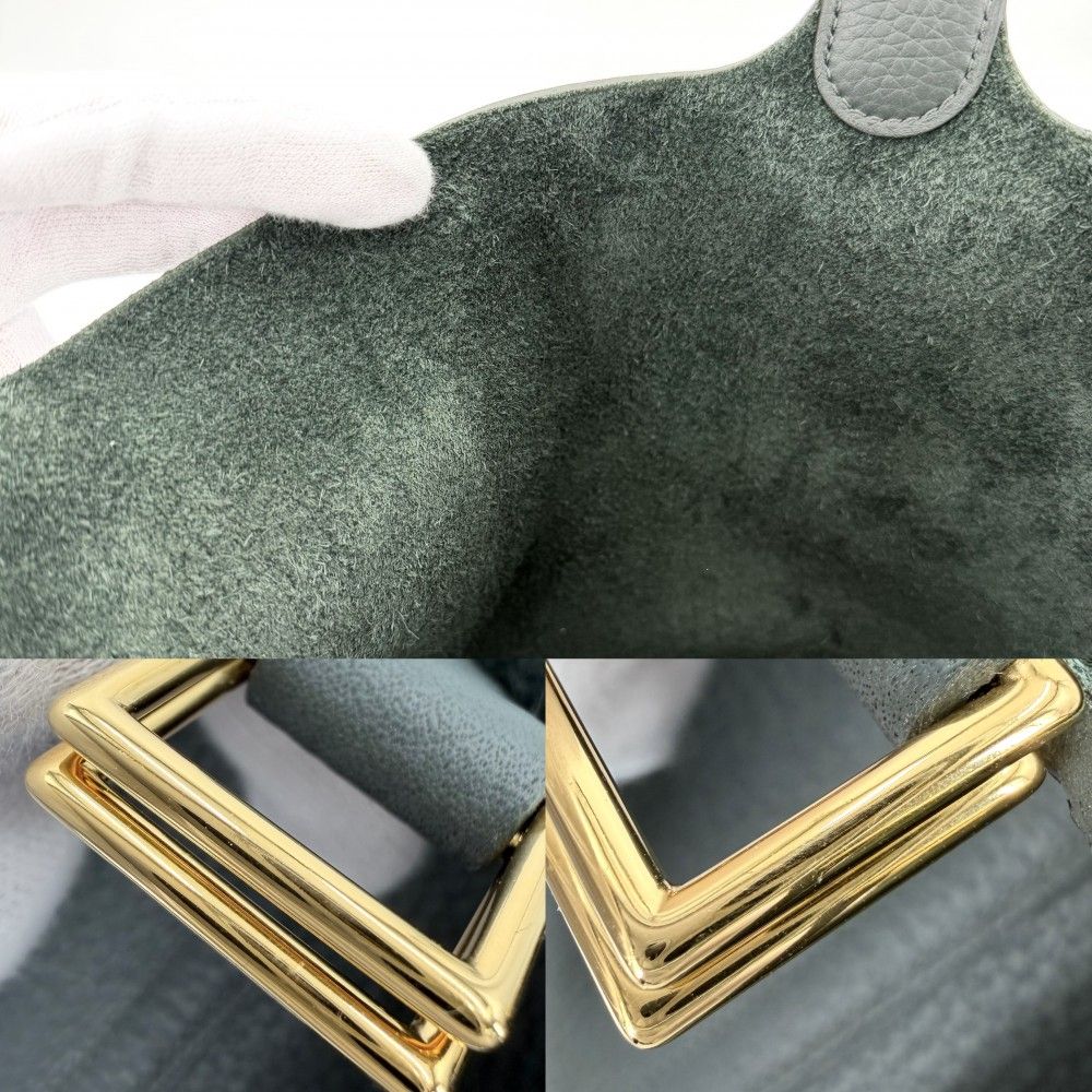 Hermes Handbag Picotin Lock MM Dark Green Taurillon Clemence Veil Mangalore Gold — view 7
