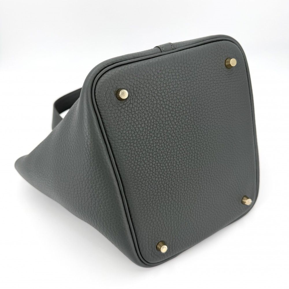 Hermes Handbag Picotin Lock MM Dark Green Taurillon Clemence Veil Mangalore Gold — view 3
