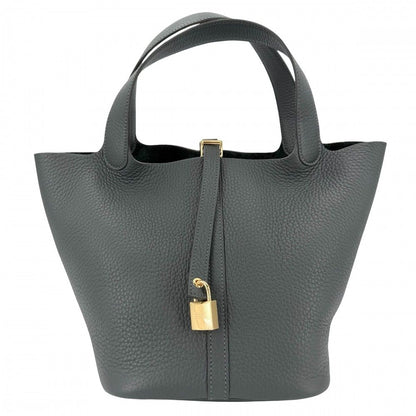 Hermes Handbag Picotin Lock MM Dark Green Taurillon Clemence Veil Mangalore Gold