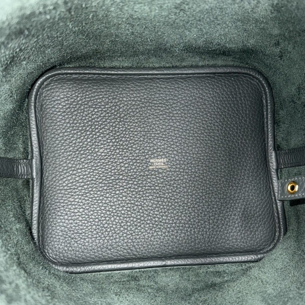Hermes Handbag Picotin Lock MM Dark Green Taurillon Clemence Veil Mangalore Gold — view 4