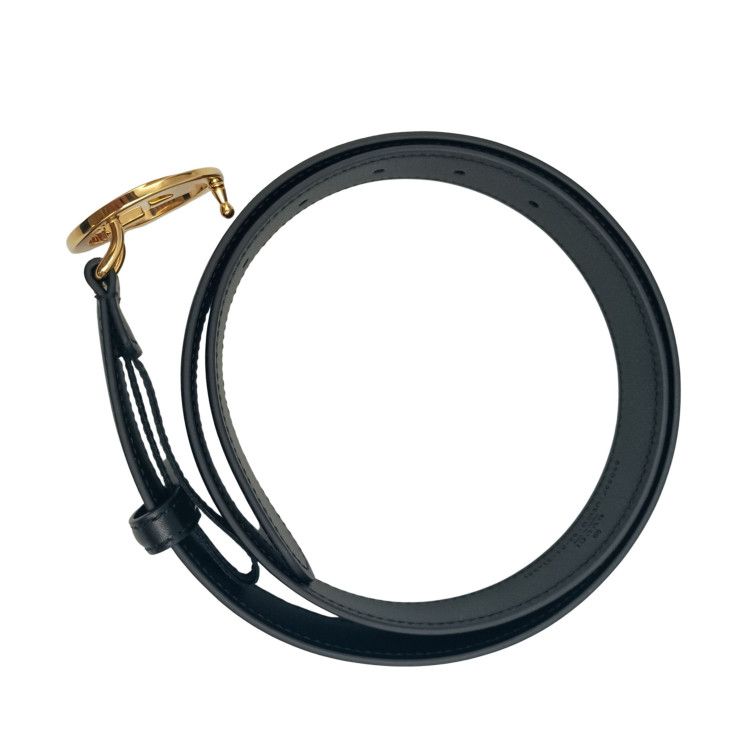 Gucci Belt Inter Locking Black Calfskin Leather Gold