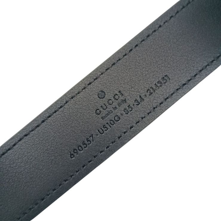 Gucci Belt Inter Locking Black Calfskin Leather Gold