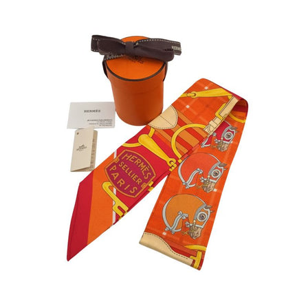 Hermes Ribbon Scarf Twill Multicolor Silk 100% Bouquets Sellier