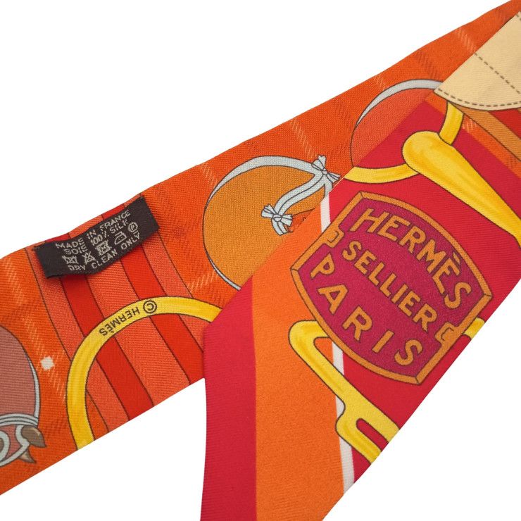 Hermes Ribbon Scarf Twill Multicolor Silk 100% Bouquets Sellier