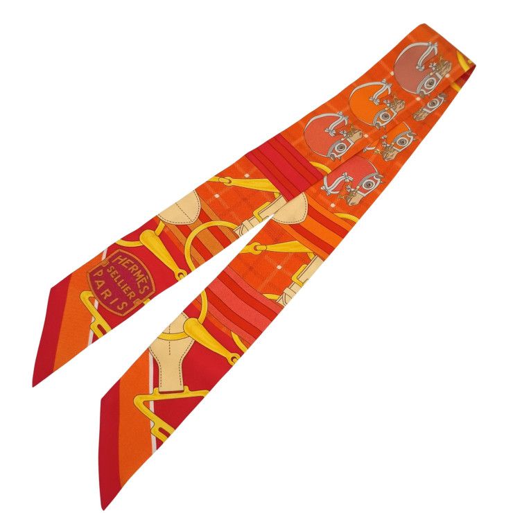 Hermes Ribbon Scarf Twill Multicolor Silk 100% Bouquets Sellier