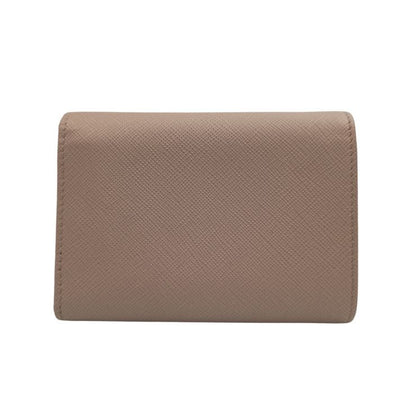 Prada Trifold Wallet Beige Saffiano Leather Gold