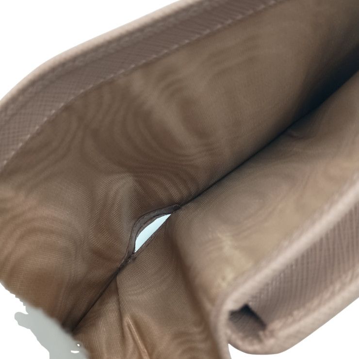 Prada Trifold Wallet Beige Saffiano Leather Gold
