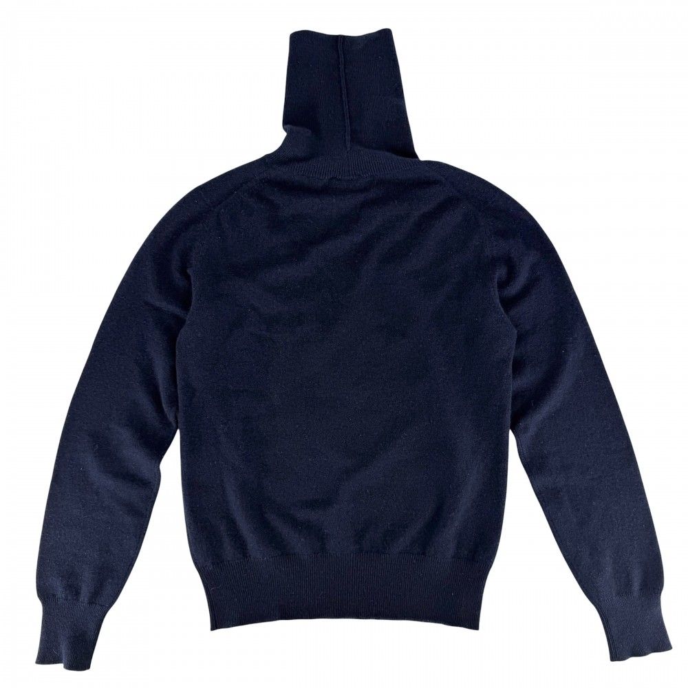 Chanel Knit CC Logo Turtleneck Top Sweater 38 Navy Cashmere — view 2