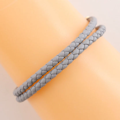 Hermes Glenan Double Tour Leather Gold Plated Gray Bracelet