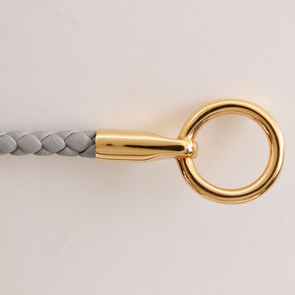 Hermes Glenan Double Tour Leather Gold Plated Gray Bracelet