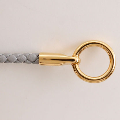 Hermes Glenan Double Tour Leather Gold Plated Gray Bracelet