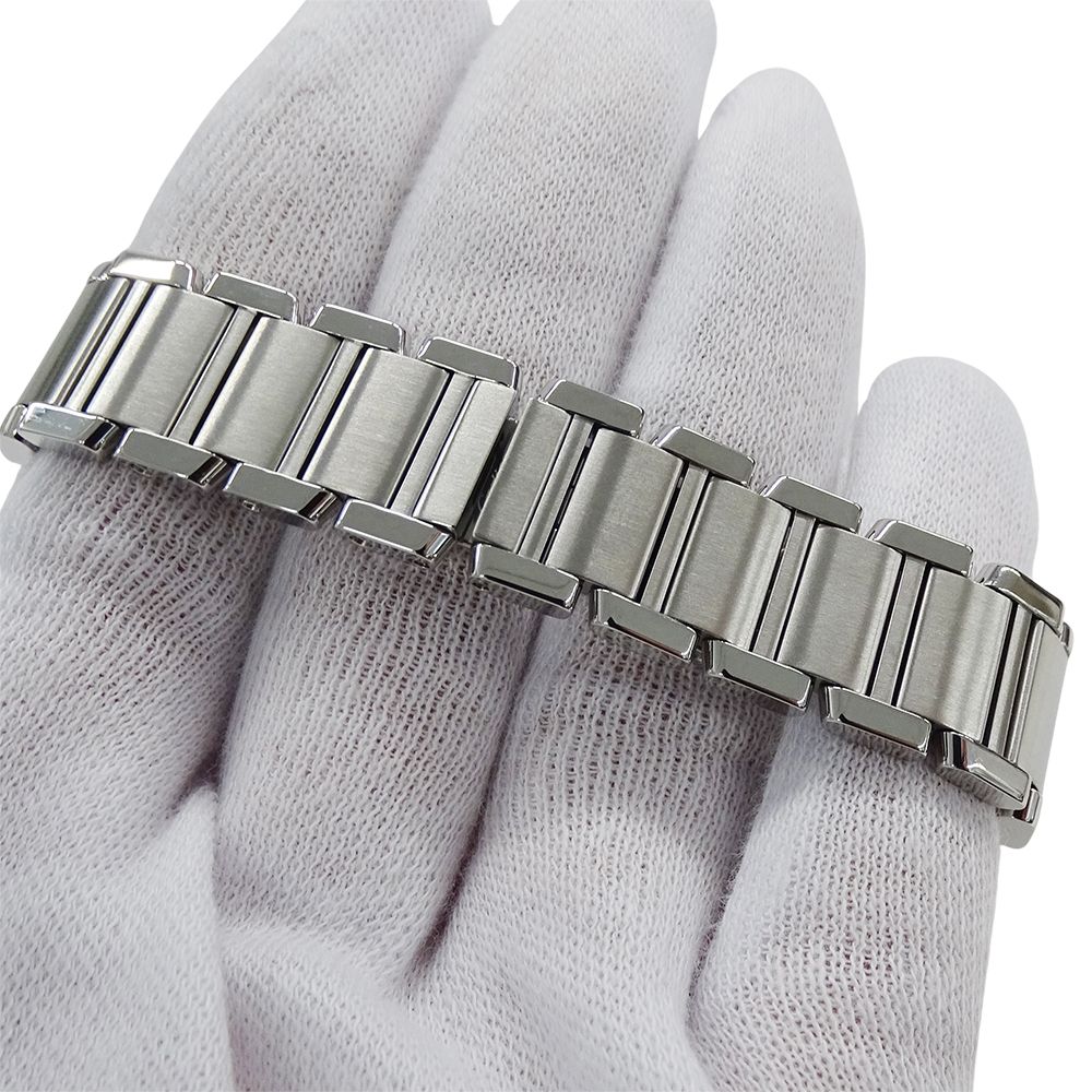 Cartier Watch Tank Francaise SM Quartz Stainless Steel Silver Ivory Polished