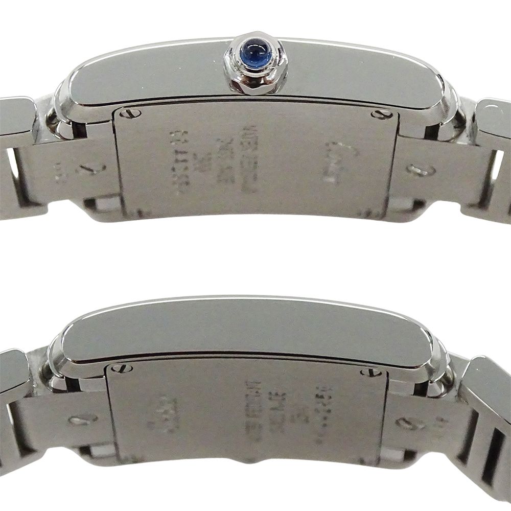 Cartier Watch Tank Francaise SM Quartz Stainless Steel Silver Ivory Polished