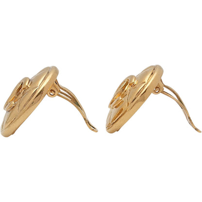 Chanel Vintage Quilted CC Logo Round Gold Earrings — view 4