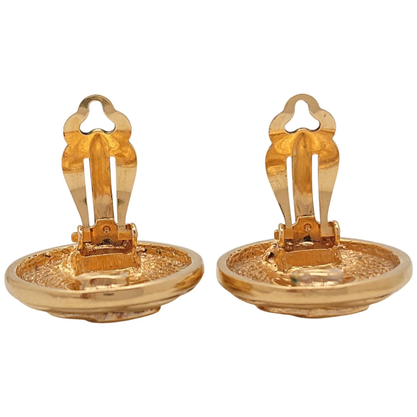 Chanel Vintage Quilted CC Logo Round Gold Earrings — view 6