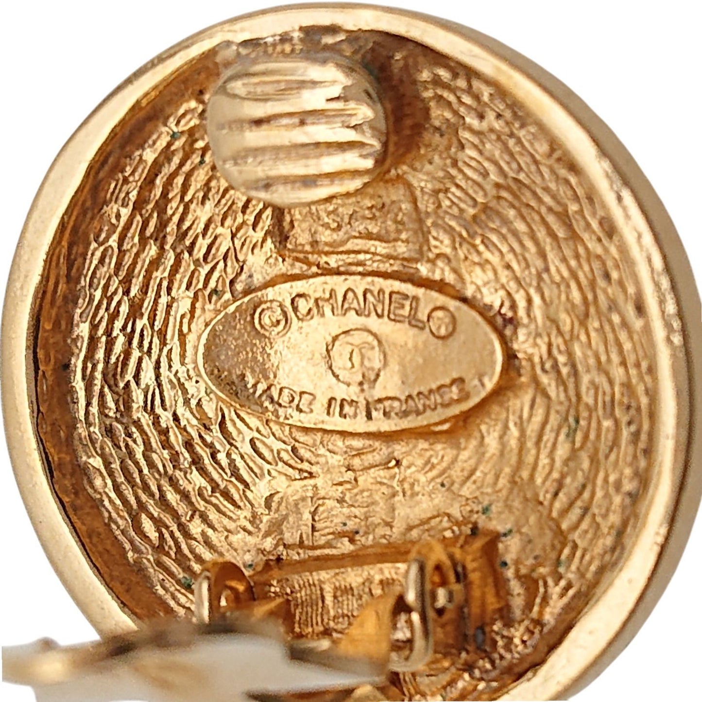 Chanel Vintage Quilted CC Logo Round Gold Earrings — view 8