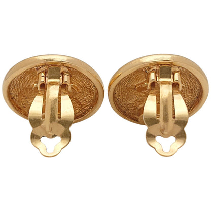 Chanel Vintage Quilted CC Logo Round Gold Earrings — view 5