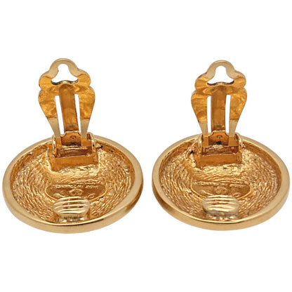 Chanel Vintage Quilted CC Logo Round Gold Earrings — view 7